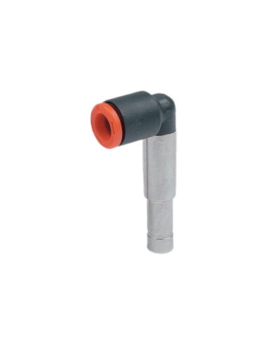 L fitting for 4mm tube with 4mm long technopolymer spike - Metal Work