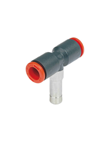T-piece tube fitting 4mm with 4mm central spike technopolymer - Metal Work