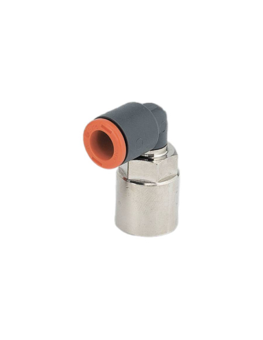 Female cylindrical rotating elbow fitting 1/4 tube 10mm technopolymer - Metal Work