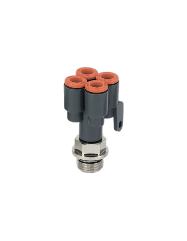 Double Y fitting, 1/4 inlet and 4mm diameter outlet, technopolymer - Metal Work