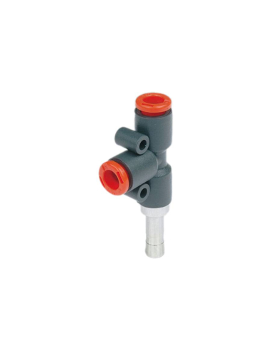 T-piece tube fitting 8mm with 8mm technopolymer side adapter - Metal Work