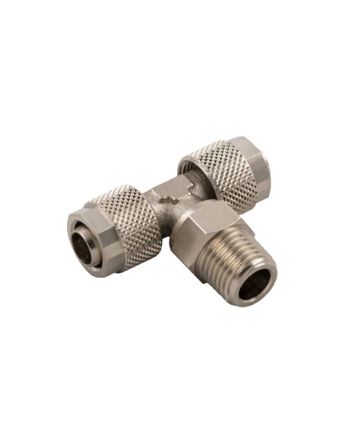 Adjustable T-fitting with 1/4 conical central thread, tube 6/4 Series 1000 - Aignep