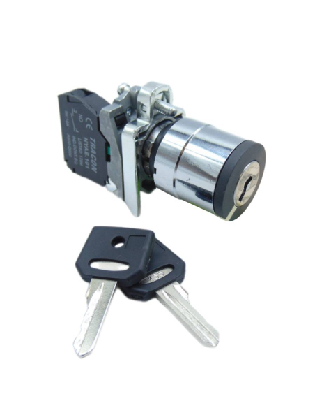 2-position metal key selector OFF-ON 1 open contact (NA) complete