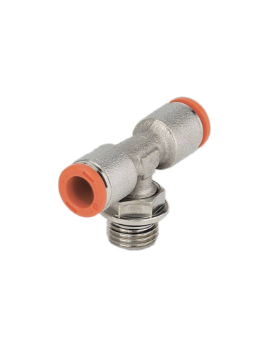 Swivel T-fitting with 1/8 central thread 8mm tube - Metal Work