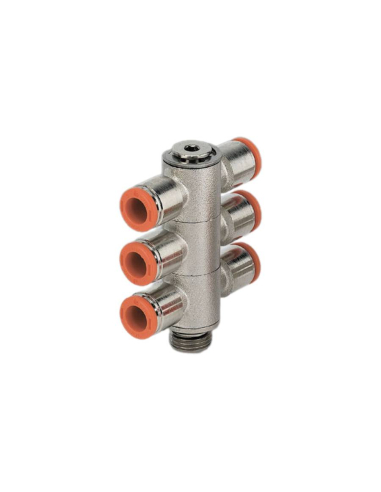 Double swivel fitting 3 bodies 1/4 tube diameter 6mm - Metal Work