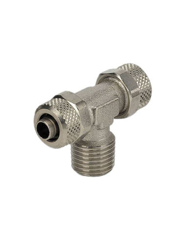 T-piece with male central thread conical 1/4 tube 6/4 Series C - Metal Work
