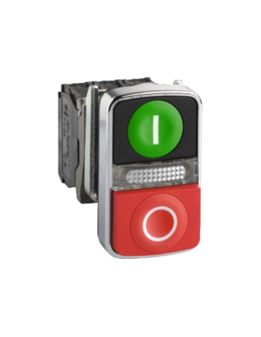 Double illuminated metal push button 24V open...