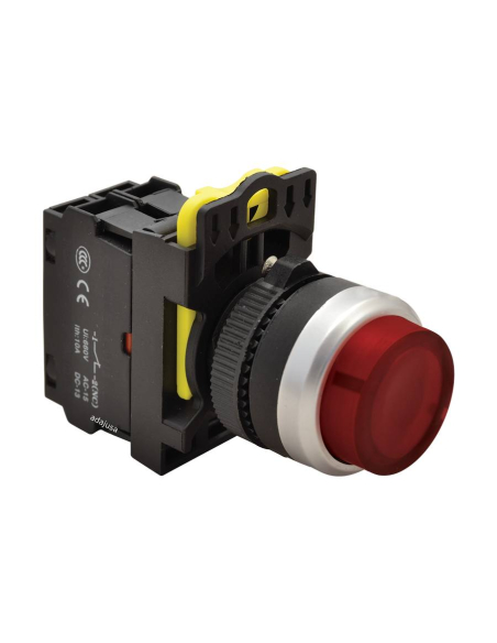 Red illuminated pushbutton with closed contact (NC) - NY Series