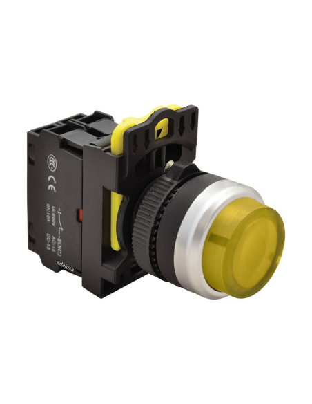 Gelb beleuchteter elektrischer Drucktaster, 22 mm hervorstehend, aus Kunststoff NYG3-HLY | ADAJUSA | Preis