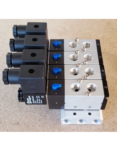 Mehrfachsockel für 1/8 und 1/4 5-Wege-Magnetventile Mindman 220 series - ADAJUSA