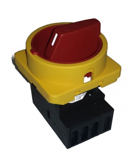 Switch 4 poles 25A Size 67 yellow-red knob