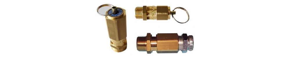 Válvulas de seguridad sobrepresión de 1/4 para compresores y circuitos neumáticos | ADAJUSA